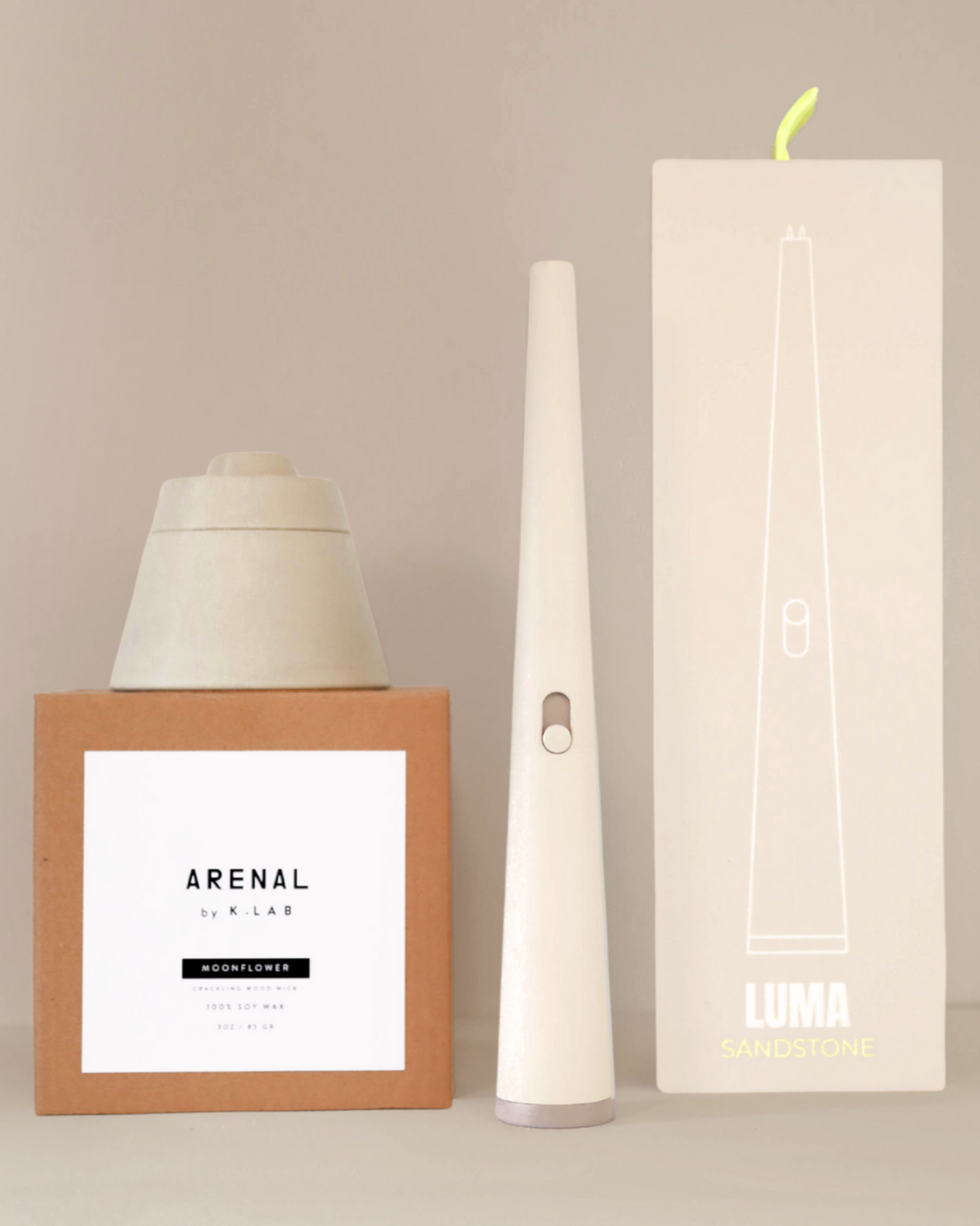Ritual Set 1 - Flume Lighter (Sandstone) + Arenal Candle (Grey)